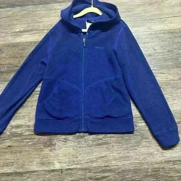 Patagonia Blue Zip-Up Girls Fleece Hoodie Size Medium - Picture 1 of 4